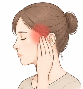 耳の上(側頭部)に痛みがある頭痛のイメージ