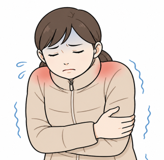 肩をすくめる姿勢