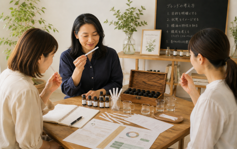 目的に合わせた香りの組み立てを学ぶアロマブレンドデザイナー講座のイメージ